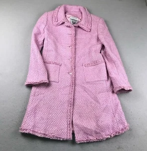 Marvin Richards Coat Womens 2P Pink Woolen Collar Lined Button Up 33” Long - Picture 1 of 8