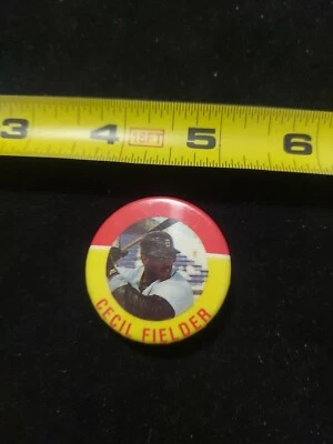 1992 Cecil Fielder  Hard To Find Red Yellow AS button - Image 1 of 2