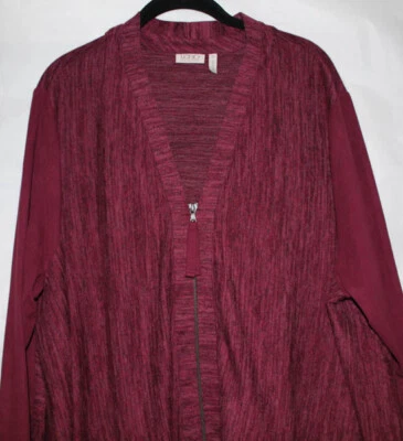 Cárdigan tejido LOGO con detalles de gamuza sintética, talla 2X, vino, estilo A266500 Foto 1 de 4