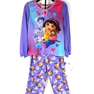 DORA The Explorer Pajamas NEW Girls 5T 2 Piece Pjs Set Dora Puppy Pets Kitten - Picture 1 of 6