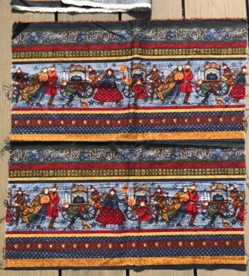 fabric Panels x2 Quilt Christmas Winter Snow Starry Night Patchwork 54x50cm - Image 1 of 4