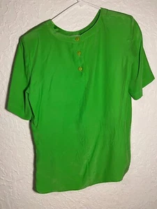 Grüne Peter Nygard Seiden Kurzarm Bluse Saks Fifth Avenue - Bild 1 von 8