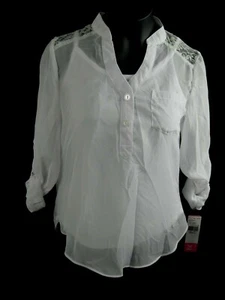 NWT BCX WHITE Girls Size S (7/8) Lace Sheer Roll Sleeves W/ White Tanktop - Picture 1 of 11