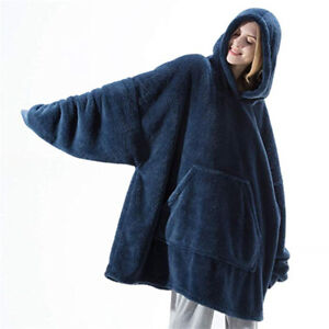 Oversized Wearable Blanket Hoodie Sweatshirt Extra Warm Long With Giant Pocket