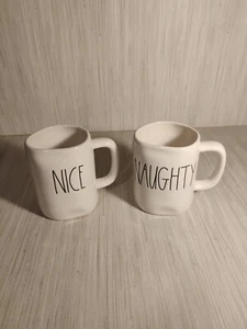 Rae Dunn Set of Two NAUGHTY and NICE Coffee Mugs Artisan Collection by Magenta - Picture 1 of 11