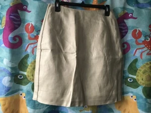 Damen J. Crew beige 100 % Leinen hellbraun Nadelstreifen voll gefüttert Bleistiftrock Größe 6 - Bild 1 von 10