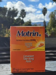 MOTRIN® IB 200mg/Caplet x 50 Sealed Pouches of 2 Caplets Each, **EXP: Jan 2026** - Picture 1 of 21
