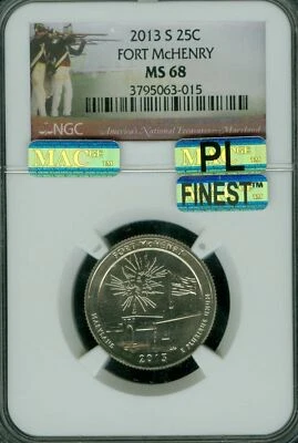 2013 S FORT McHenry PARKS QUARTER NGC MS68 PL PQ MAC FINEST REGISTRY SPOTLESS * - Image 1 of 4