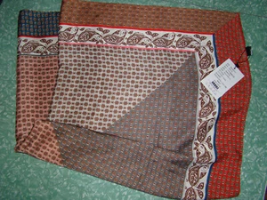 Warm Autumn Brown, Orange ,Paisley 100% Silk Scarf, 90cm X 90cm, NWT - Picture 1 of 2