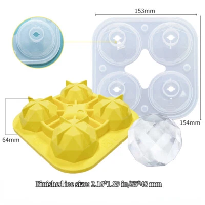 Diamond Round Silicone Mold Ice Cube Trays Molds for Whiskey Wine Cocktail Party - Image 1 of 4