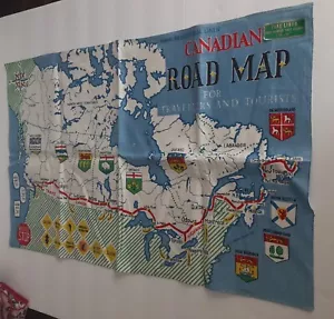 Canadian Map Pure Linen Vintage Wall Art Geography 18x30 - Picture 1 of 9