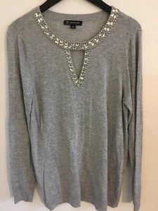 INC international Concepts Woman’s Knit Long Sleeve Gray Sweater - Large - Picture 1 of 3