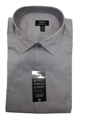 Alfani, Camisa Masculina Performance Ajuste Regular, Cinza Prata, 16-16.5/34-35 L - Imagem 1 de 2