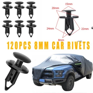 120PCS Bumper Clips Car Plastic Rivets Retainer Fastener Fender 8mm - Imagen 1 de 13