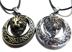 Collar Colgante Cabeza de León Luna Creciente Celta Cuerda Leo Nudo Nórdico Vikingo S3 - Imagen 1 de 6