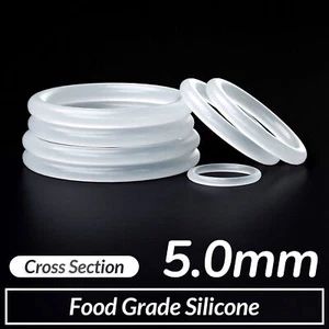 17mm-150mm OD Food Grade O-Ring 5mm Cross SectionClear Silicone Seals O-Rings - Picture 1 of 15