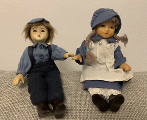 2 x Set Porzellan Puppe Mädchen Bube Junge Deko Paar Antik Altertum Sammler Top - Bild 1 von 8