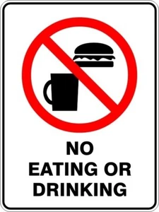 NO EATING OR DRINKING - SELF ADHESIVE STICKER / DECAL / SIGN | HEALTH & SAFETY - Picture 1 of 7
