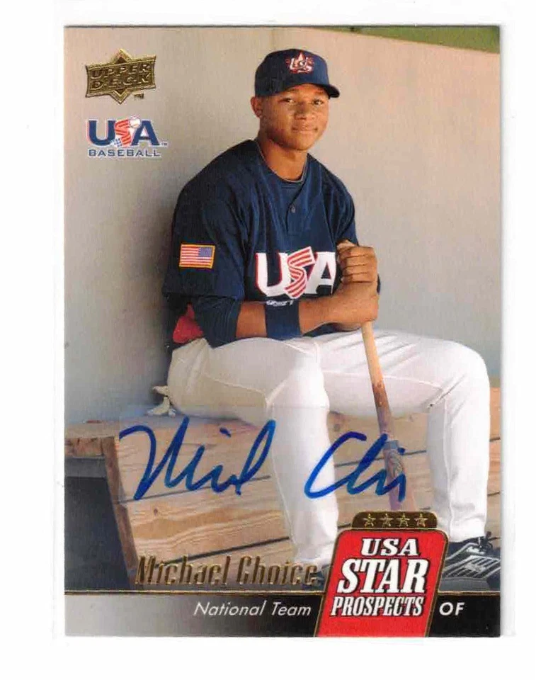 Upper Deck USA Star Prospects 2009 #USA-A24, Michael Choice, autógrafo Foto 1 de 2