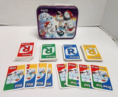 Vintage 1998 Special Edition Coca-Cola Polar Bears UNO Card Game in Tin - Image 1 of 4