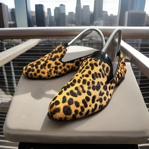 Birdies Loafers Women 7.5 The Starling Shoes Brown Cheetah Calf Hair Wool Flats - Picture 1 of 10