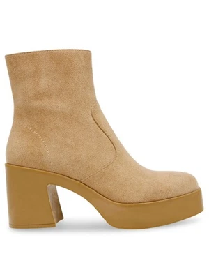 ANNE KLEIN Womens Beige 1" Platform Sierra Round Toe Block Heel Booties 8.5 M - Image 1 of 4