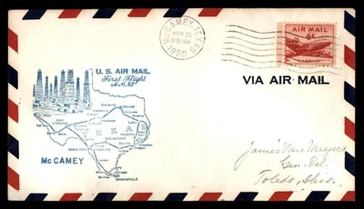 Mayfairstamps US Flight 1950 McCamey AM 82 Oil Wells Cover aau_79689 - Image 1 of 2