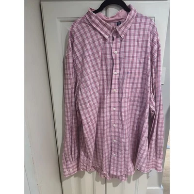 IZOD Premium Essentials Mens 2XLT Pink Plaid Long Sleeve Button Down Shirt EUC - Image 1 of 4