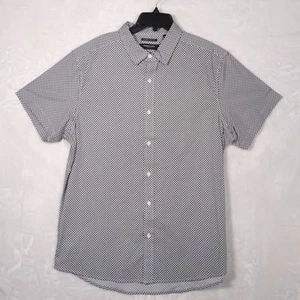Kenneth Cole Mens Shirt Short Sleeve Button Down XL Slim Fit White Blue Flowers - Picture 1 of 16
