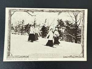 "Snowshoeing In High Park Toronto Canada" RPPC Postcard 1910's - Picture 1 of 2
