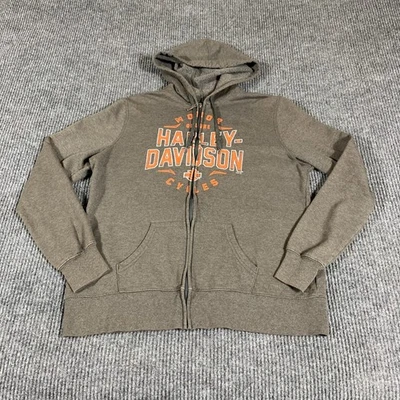 Harley Davidson Hoodie Womens Extra Large XL Gray Full Zip Sweatshirt Back Hit - Image 1 of 4