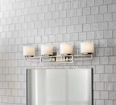 Luz de baño tocador de 4 luces para decoradores del hogar - níquel cepillado Foto 1 de 3