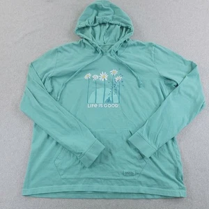 Camiseta Life Is Good Mujer XL Verde Sudadera con Capucha Canguro Bolsillo Margarita Flor Bicicleta - Imagen 1 de 16