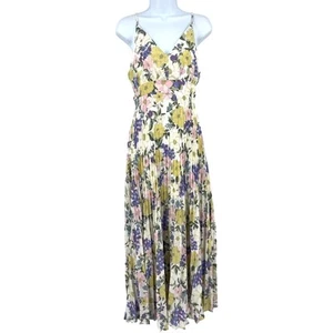 Jessica Simpson Babydoll Pleated Maxi Dress Sz L Y2K Floral Cottagecore Pastel   - Picture 1 of 12