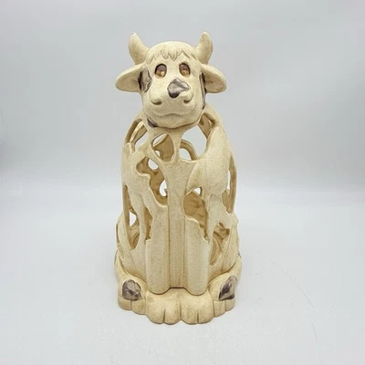 Molde de cerámica vintage pintado a mano vaca luminaria candelabro Foto 1 de 4
