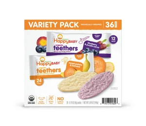 HappyBABY Organics Teething Wafers Variety Pack 36 Count Baby Snacks - Picture 1 of 3