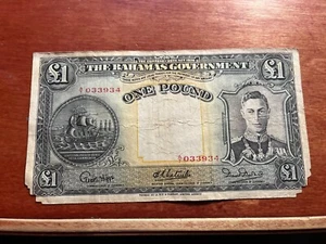 Bahamas 1 Pound Currency Banknote 1936 King George - Picture 1 of 2