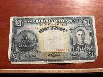 Bahamas 1 Pound Currency Banknote 1936 King George - Image 1 of 2