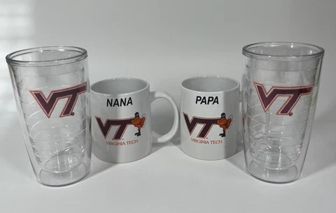 Virginia Tech Hokies Tervis Tumbler and Coffee Cup set - Nana Papa Perfect Gift! Cover