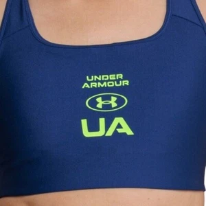 NWT Women's Under Armour Crossback Graphic Blue Medium Impact Sports Bra - Foto 1 di 3