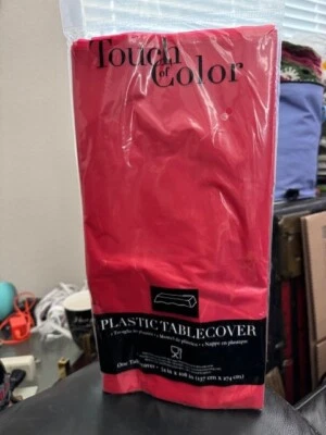 Touch Of Color Classic Red Plastic Tablecover 54x108" Party Tableware New! - Image 1 of 2