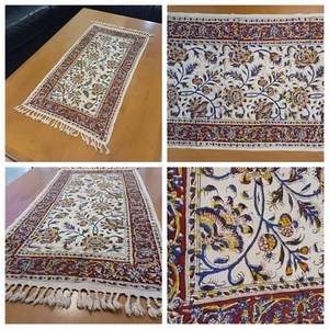 VTG Persian Iran tablecloth Napkin Top Runner Hand Block Printed Isfahan 40x80cm - Picture 1 of 12