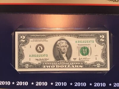 USA $2 Dollars 2003A UNC Rare FANCY SERIAL Number 3 Of A Kind 2 PAIR 20101880 - Image 1 of 4