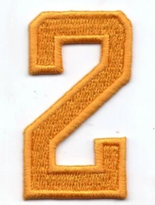 NUMBERS-Golden Yellow Number "2" (1 7/8")- Iron On Embroidered Applique/Numbers - Picture 1 of 1