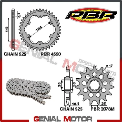 EK1222G Chain and Sprockets Kit 20 / 47 / 525 PBR BMW F R 2009 > 2015 - Изображение 1 из 2