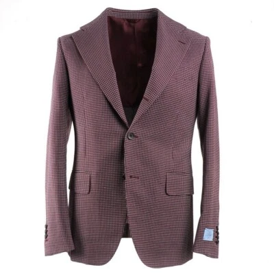 NUEVO CON ETIQUETAS $1495 BELVEST Abrigo Deportivo Rojo-Negro Tejido a Cuadros Algodón Ajuste Ajustado 40R Foto 1 de 4