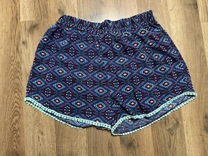 Charlotte Russe Shorts, Women's Size Large, Blue Red Pink White, Lace Hem - Picture 1 of 10