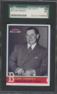 2001 Fleer Red Sox 100th #73 Tom Yawkey SGC 96 Mint 9 - Image 1 of 2