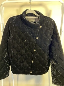 Talbots Women's Velvet Jacket 12Black Quilted Down Fill Elegant Occasion Prom - Picture 1 of 9