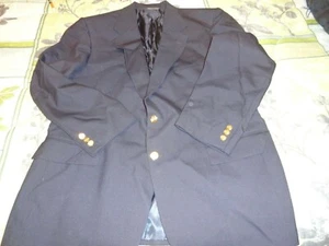 Mens Navy Blue Wool Stafford Executive USA Sport Coat Suit Jacket Blazer -46R - Picture 1 of 10